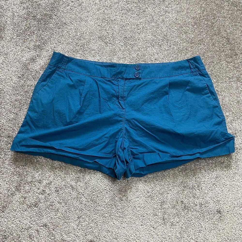 New york and Co Bermuda Shorts womens 18 Blue Cotton Casual Ladies 3" Inseam